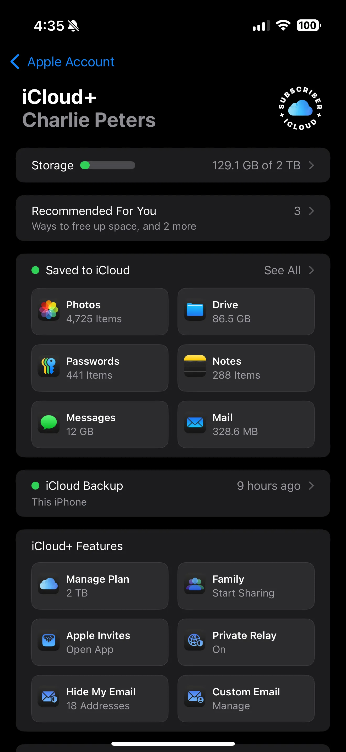 iCloud screen not bold